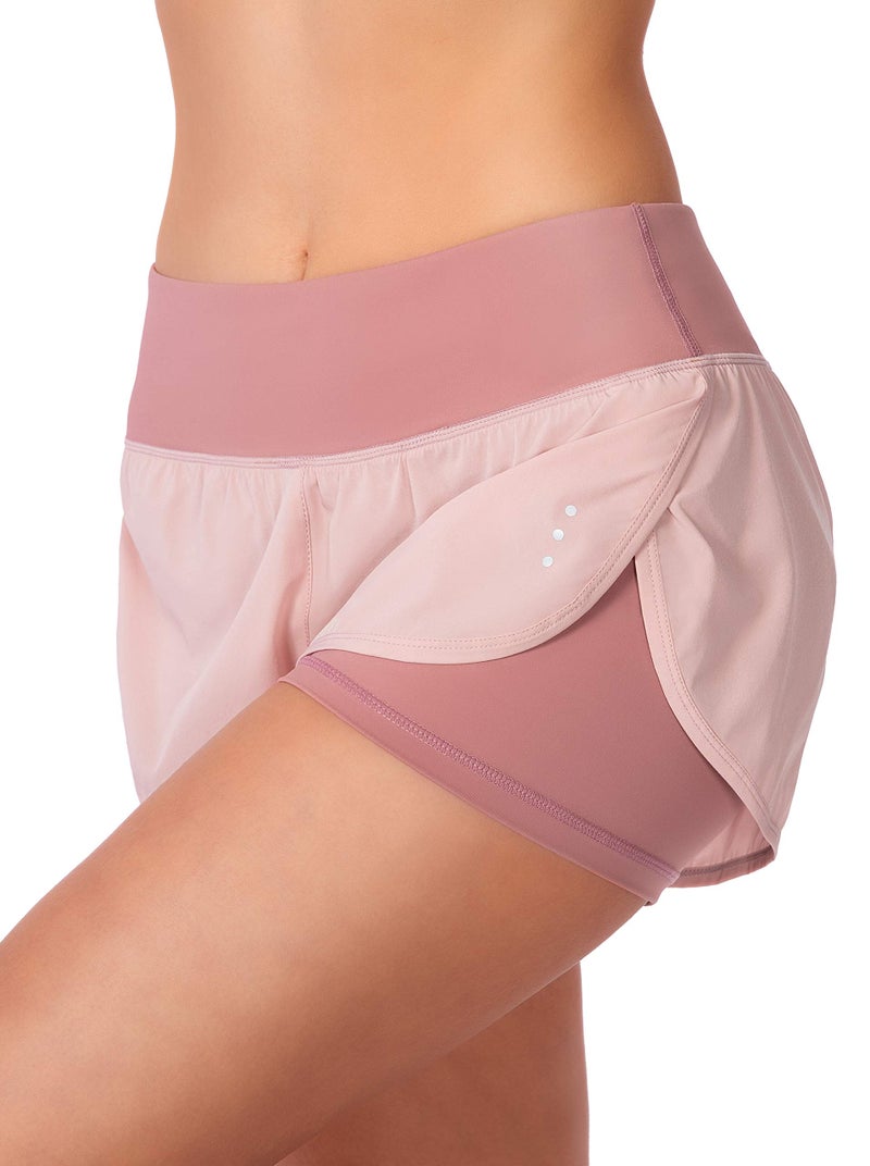 Soothfeel Women's 2 in 1 Running Shorts Workout Athletic Gym Yoga Shorts for Women with Phone Pockets Pink - Image 3